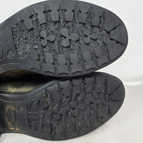 Eric Michael Brennaro Moto Womens Boots Sz 7.5 Dark Gold Metallic Lace Up Detail - Picture 8 of 14